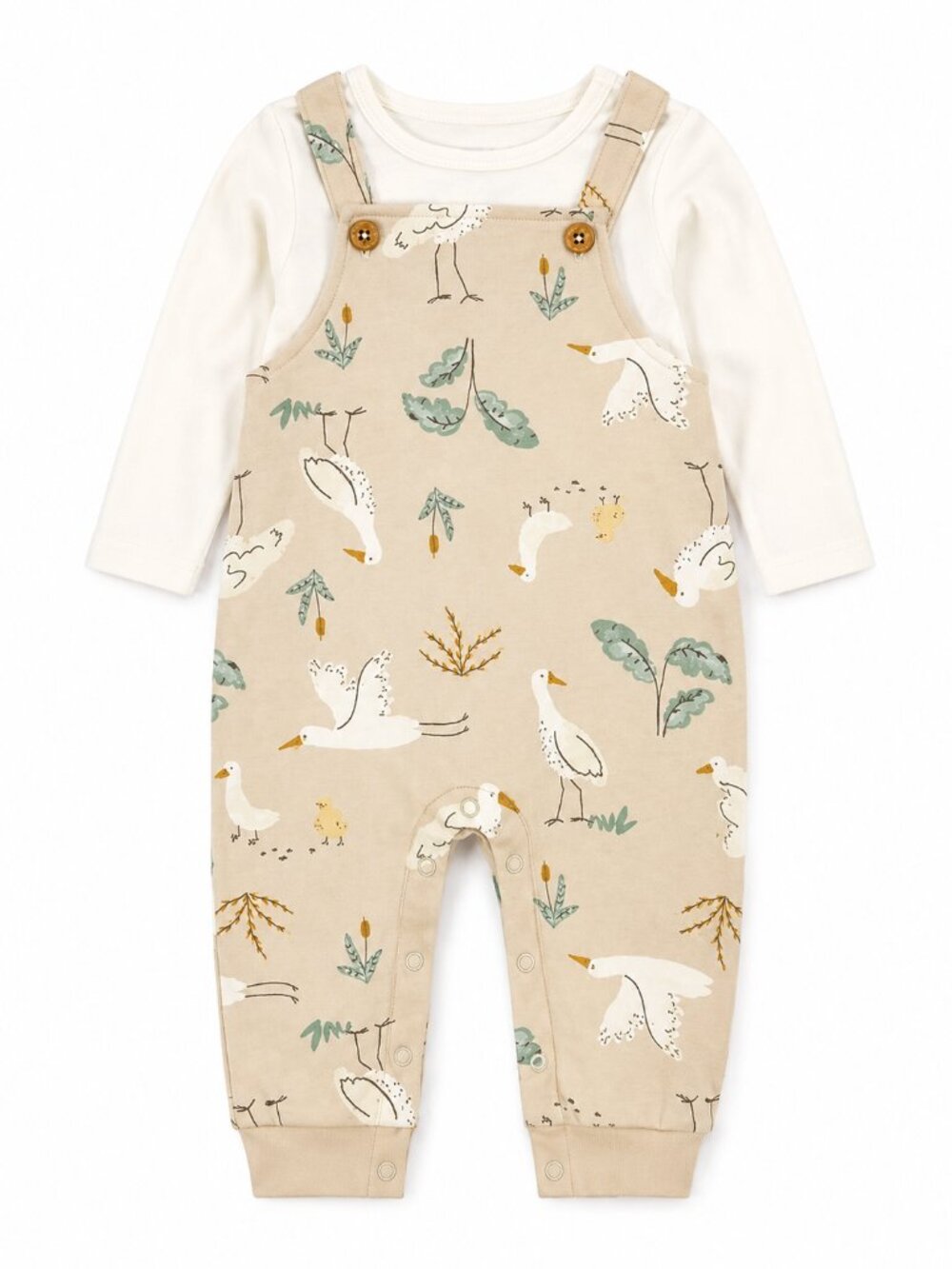 NWT Carter’s Baby Boy 2-Piece Outfit Set Bird Print Overalls & Long Sleeve Tee